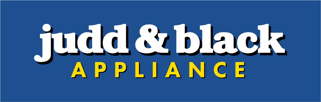 Blue background with text Judd & Black in white and Appliance in yellow